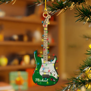 Personalized Electric Guitar Acrylic Christmas Ornament, Gift For Guitar Players