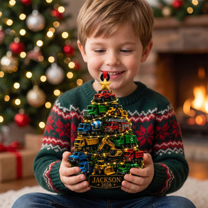 Custom Truck Kid Christmas Ornament – Personalized Name Construction Truck Decor | Gift For Child
