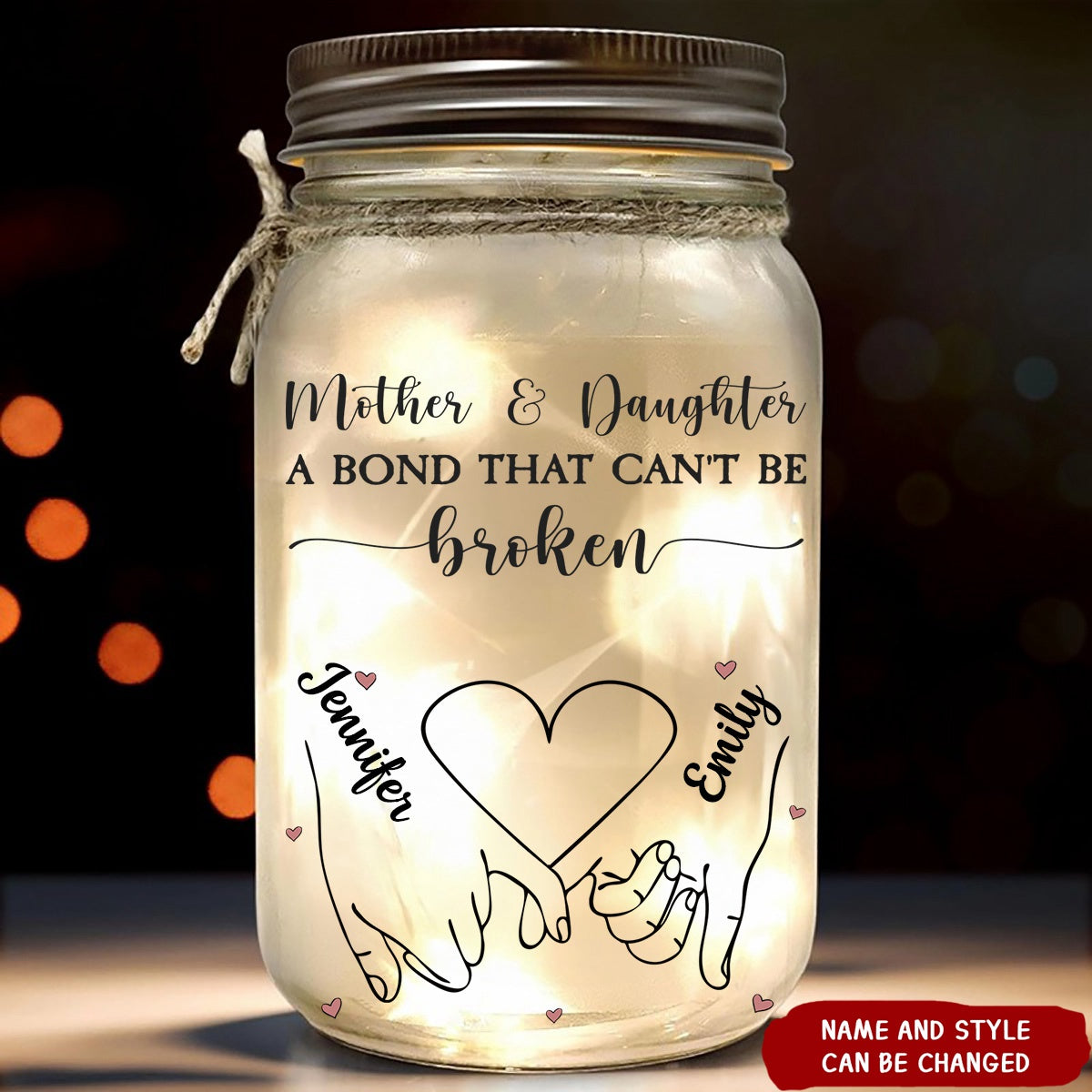 Personalized First My Mother Forever My Friend  Mason Jar Light