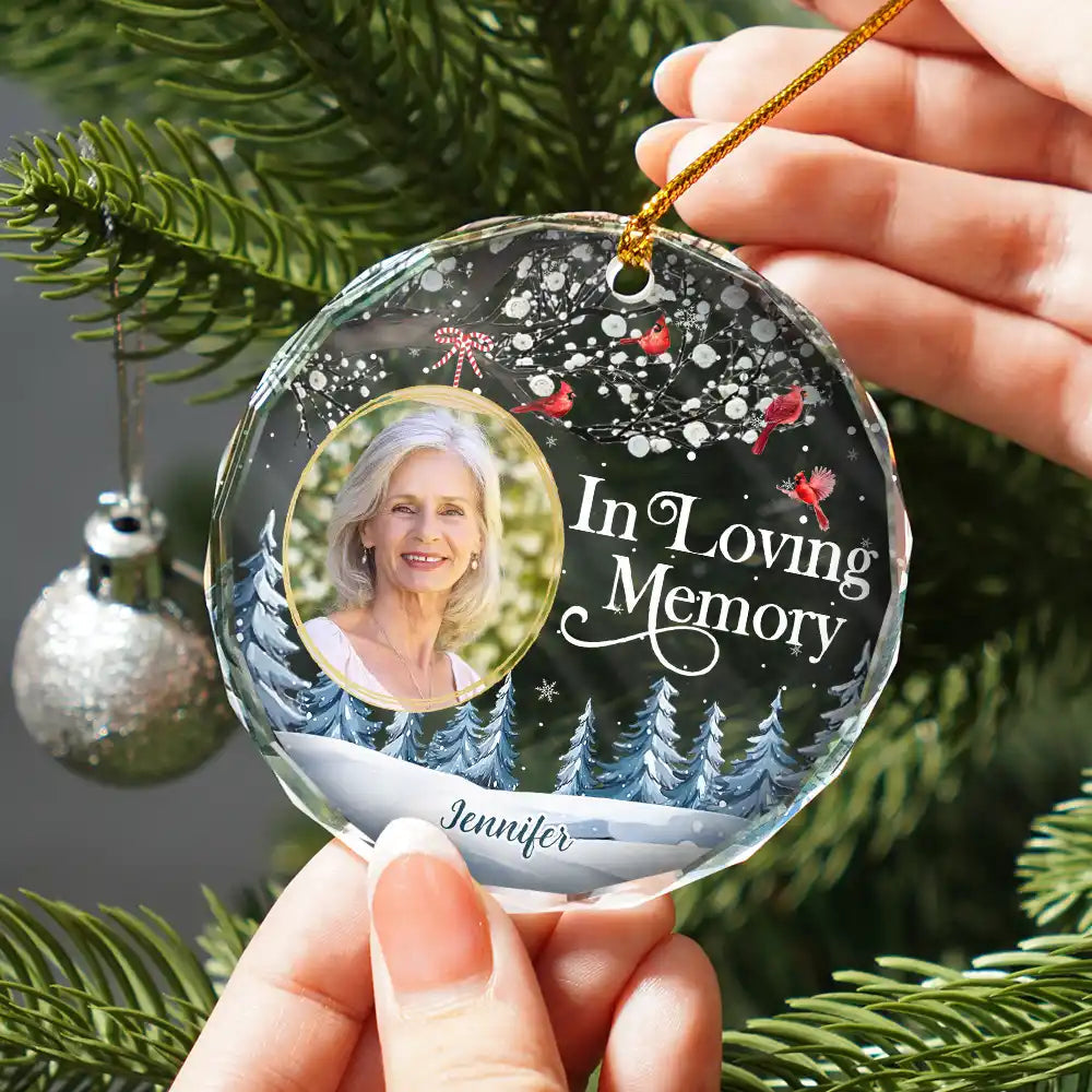 Forever in My Heart Cardinal - Personalized Circle Glass Ornament