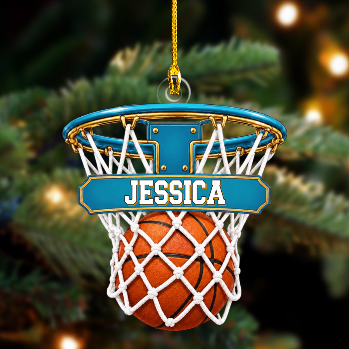 Personalized Basketball Hoop Christmas Ornament – Custom Name & Ball-In-Net Acrylic Keepsake | Gift for Players & Coaches