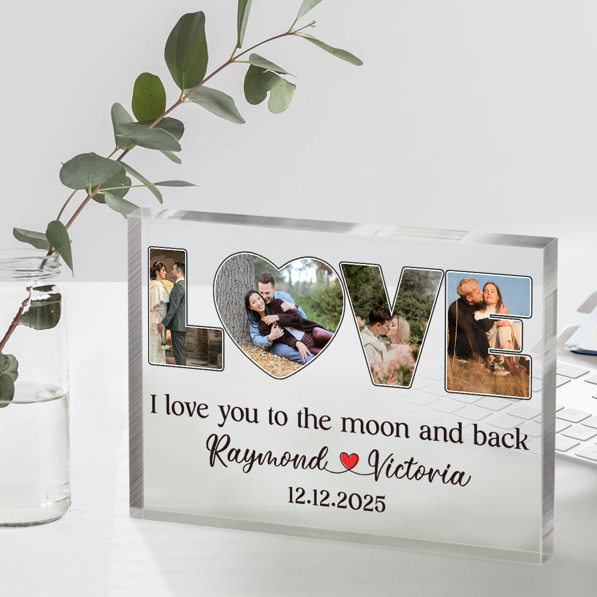 Valentine’s Day Gifts Personalized Couple Love Photo Acrylic Plaque Block