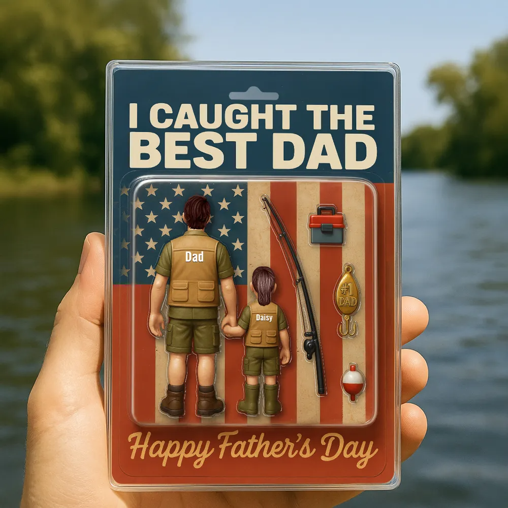 Best Dad Fishing Figure - Personalized Acrylic Block Plaque, Father's Day Gift for Dad