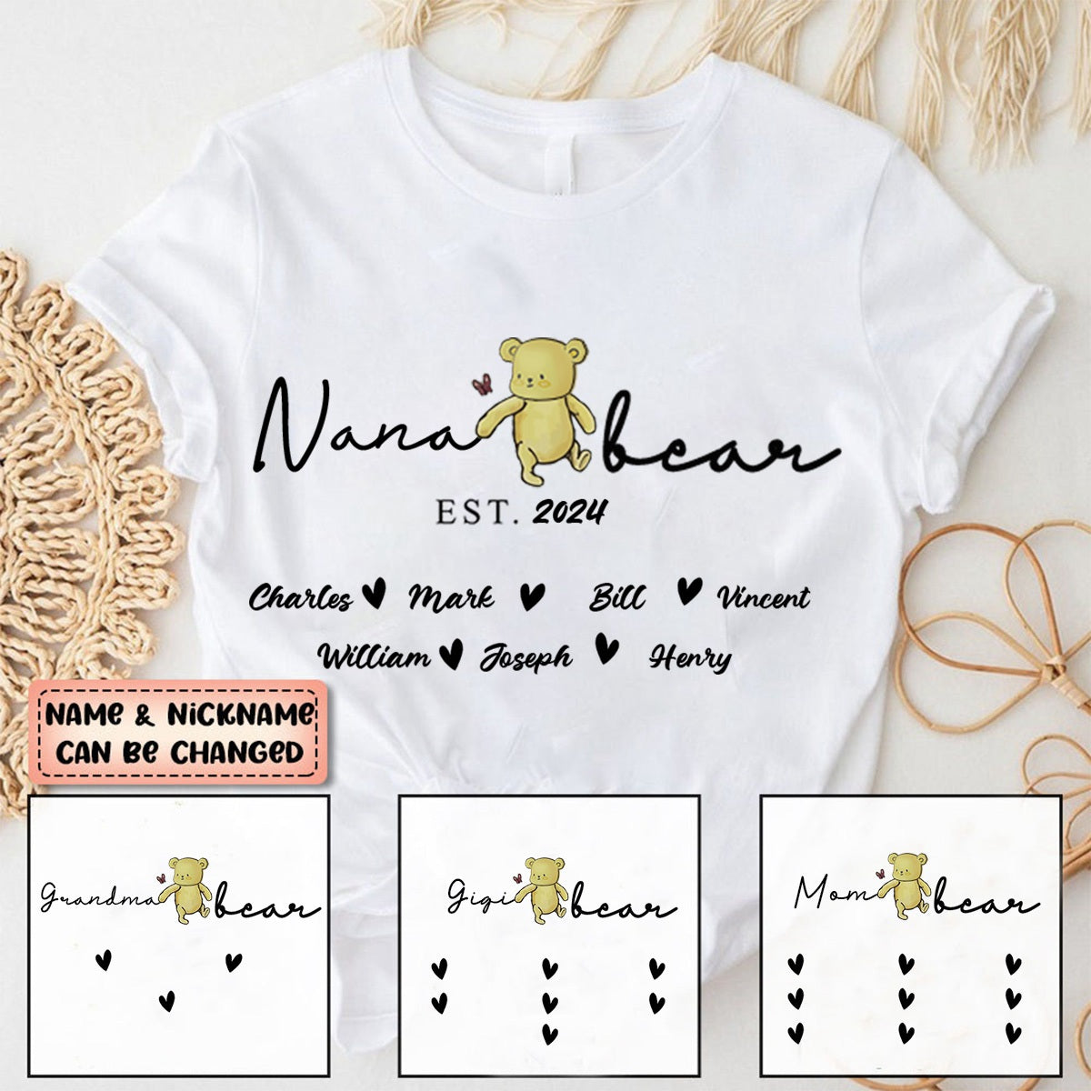 Motherhood Is The Greatest Thing Personalized Bear Pure Cotton T-shirt