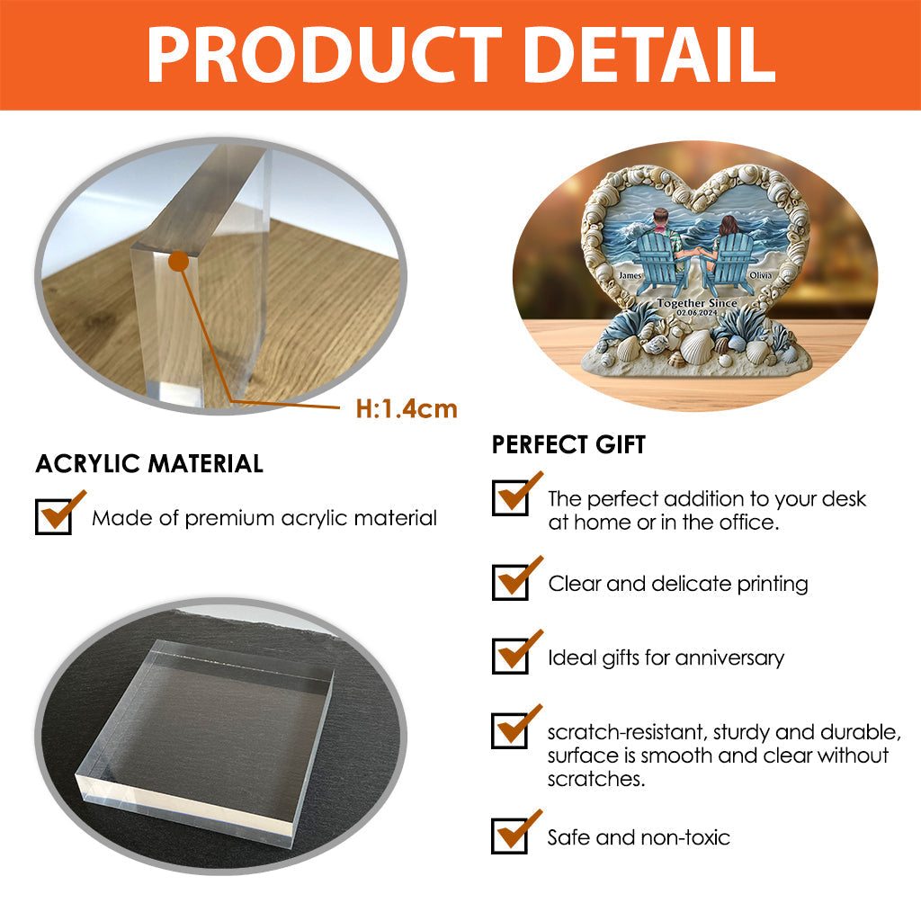 Together Since - Personalized Couple Heart Shaped Acrylic Plaque