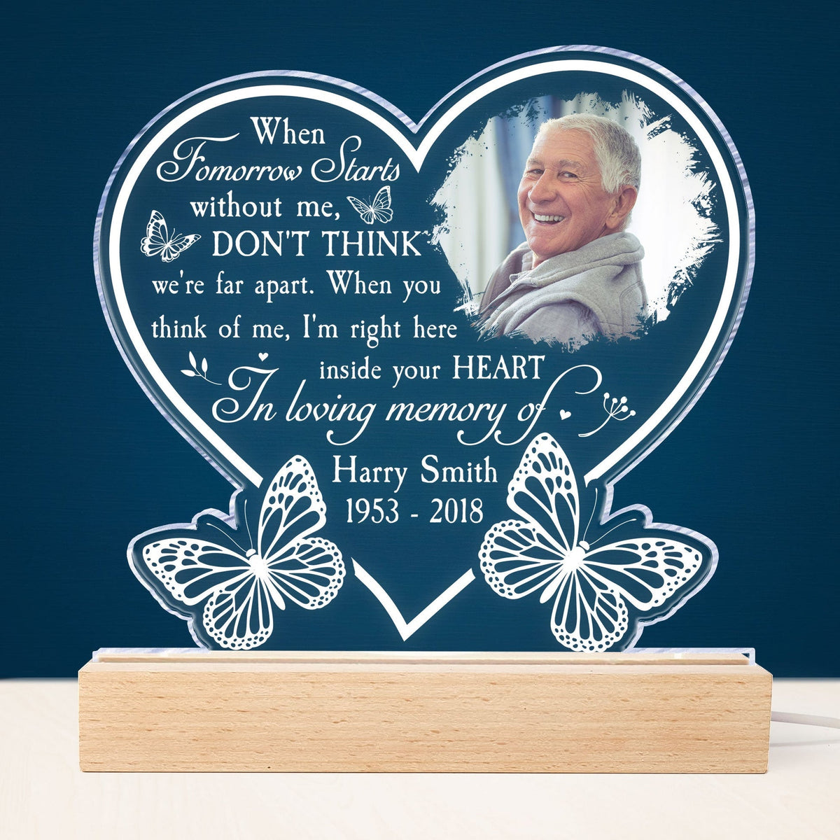 I'm Right Here Inside Your Heart - Personalized Photo Acrylic Block LED Night Light