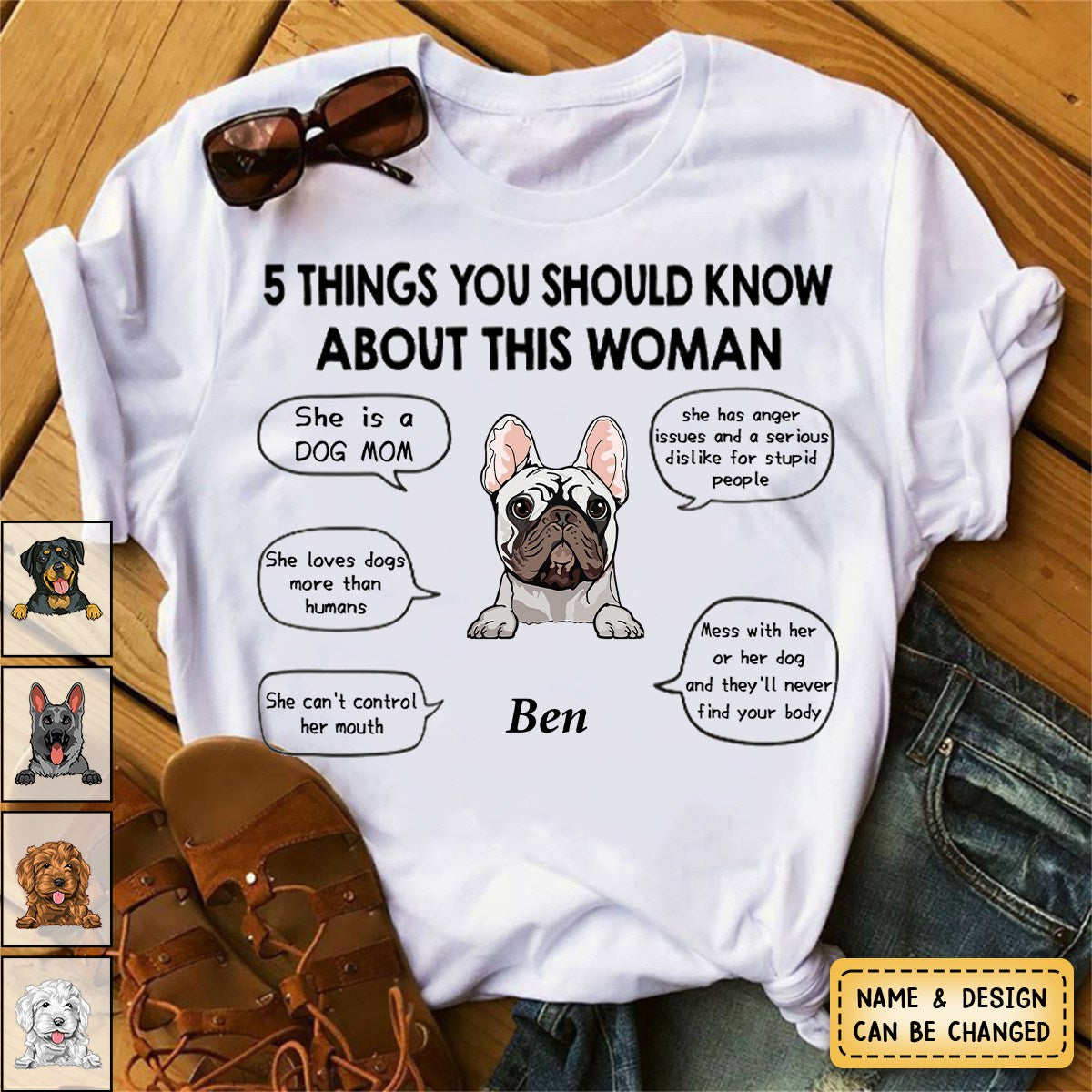 Five Things About This Dog Mom, Personalized Pure Cotton T-Shirt