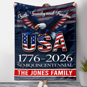 Custom Name Faith, Family & Freedom America 250 Years Patriotic Blanket