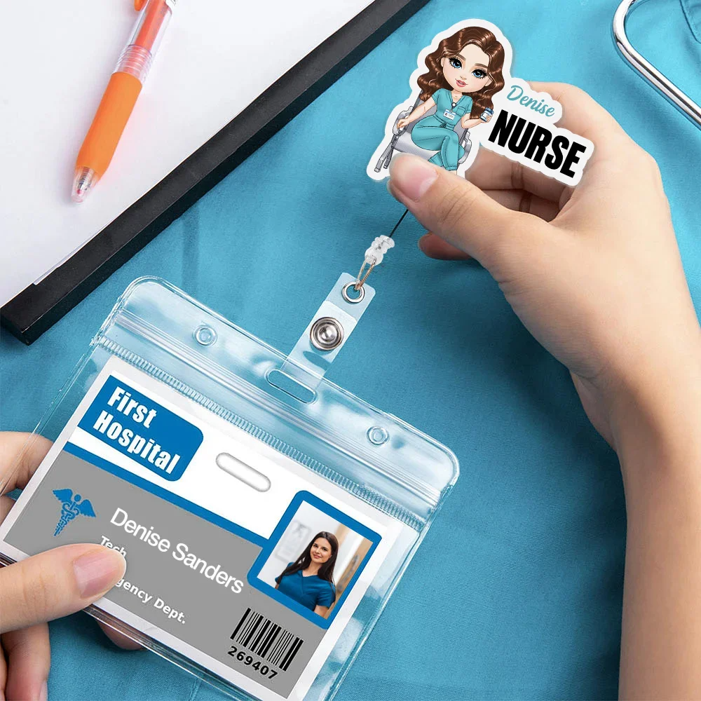 Personalized Cartoon Medical Character Acrylic Badge Reel Title Appreciation Nurse Week Gift for Doctor Nurse Medical Staff