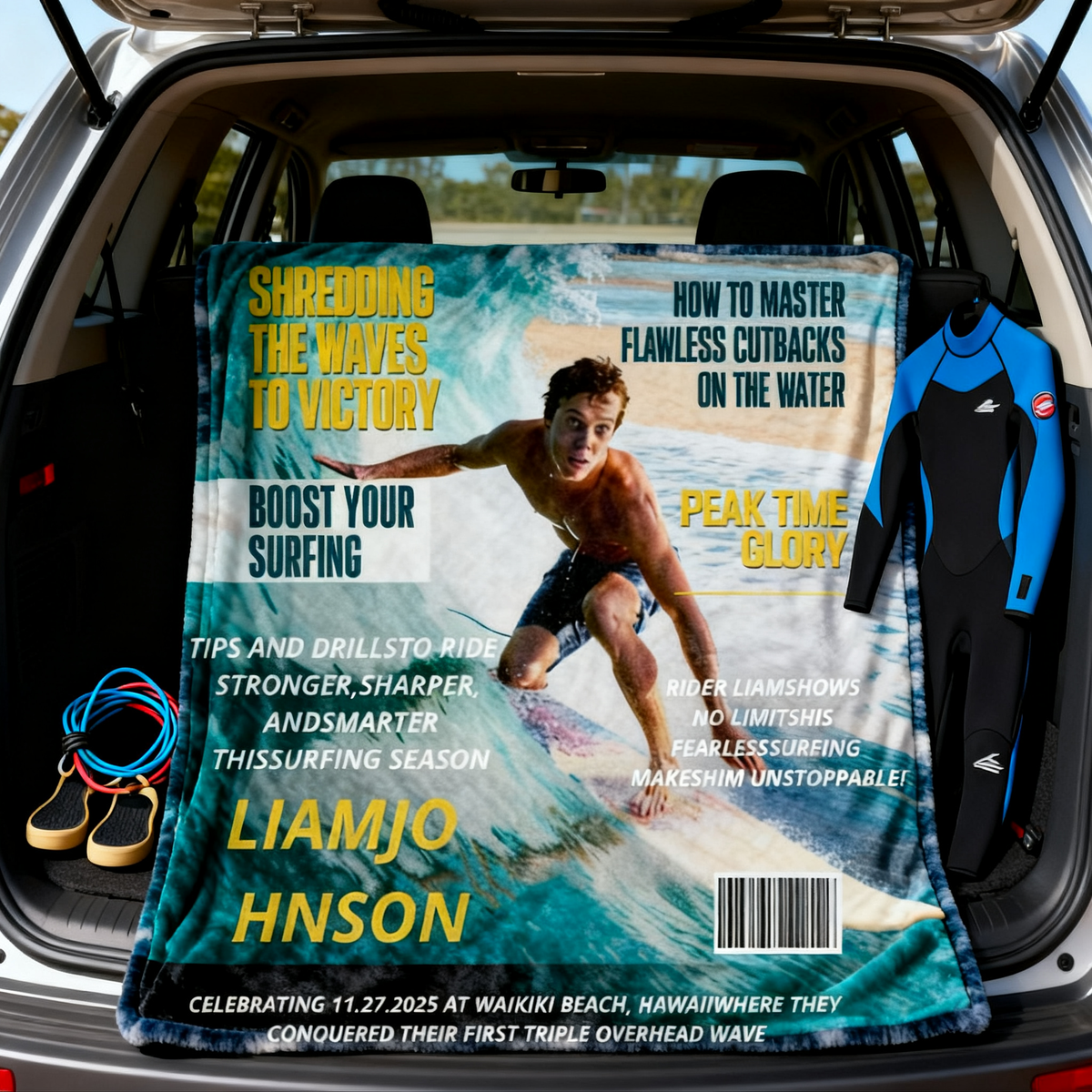 Personalized Surfing Magazine Cover Blanket  Unique Gifts For Surfing Lover