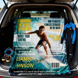 Personalized Surfing Magazine Cover Blanket  Unique Gifts For Surfing Lover
