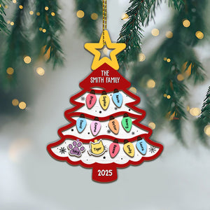 Family Tree Gift For Large Family With Pets - Personalized Acrylic Ornament