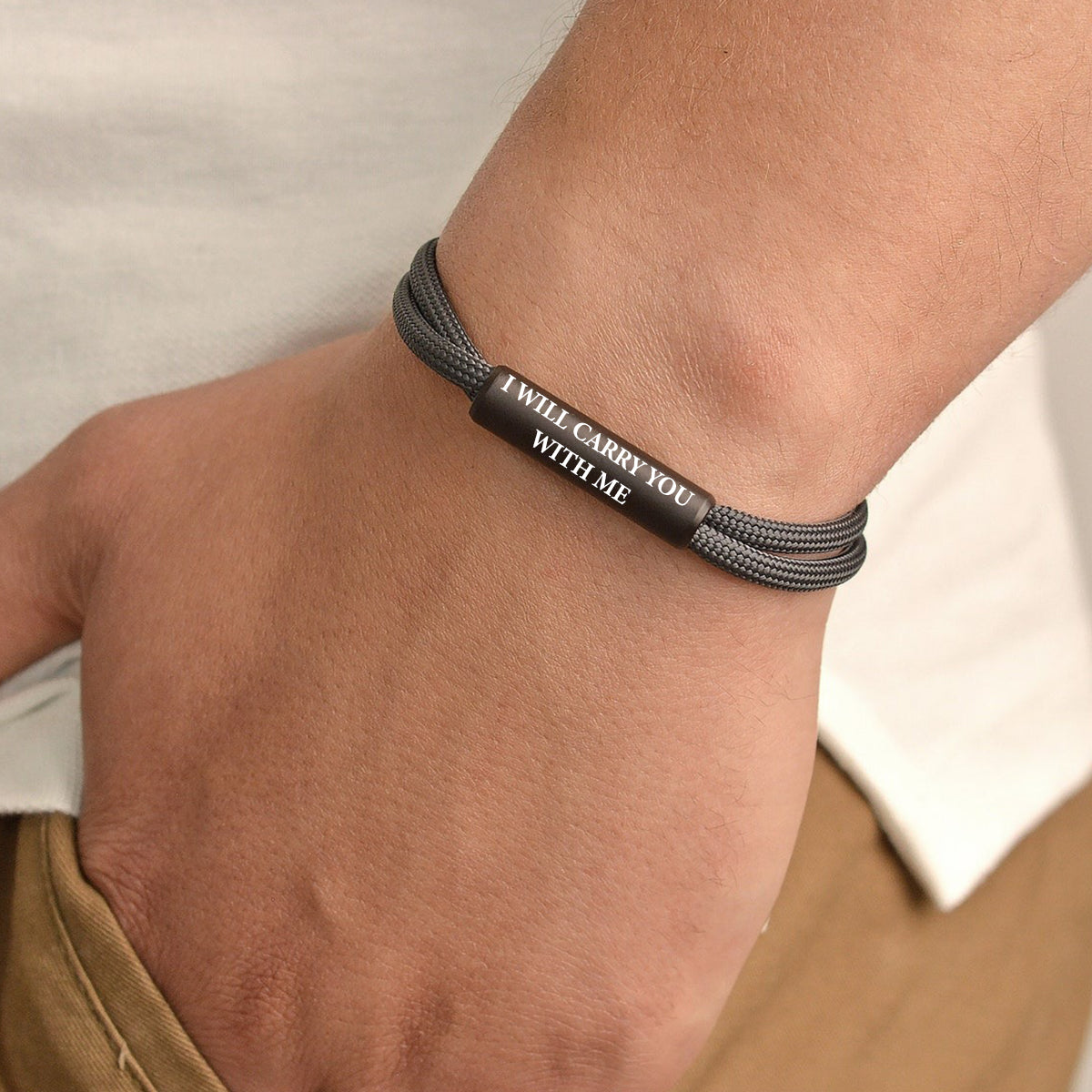 Custom In Loving Memory Bracelet "I Will Carry You With Me" Personalized Engraved Memorial Bracelet