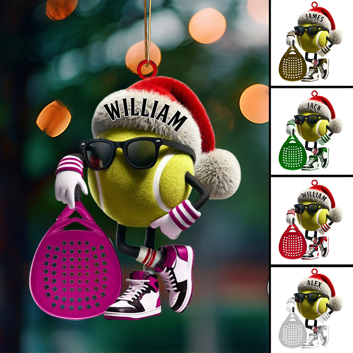 Personalized Custom Name Padel Ornament, Tennis Ornament, Christmas Gift for Tennis Lover
