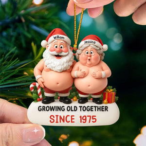 Growing Old Together, Santa And Mrs. Claus Personalized Ornament, Gift For Couples