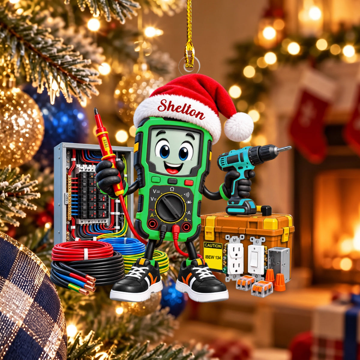 Personalized Electrician Christmas Ornament – Custom Name Keepsake | Gift for Electricians & Electrical Apprentices