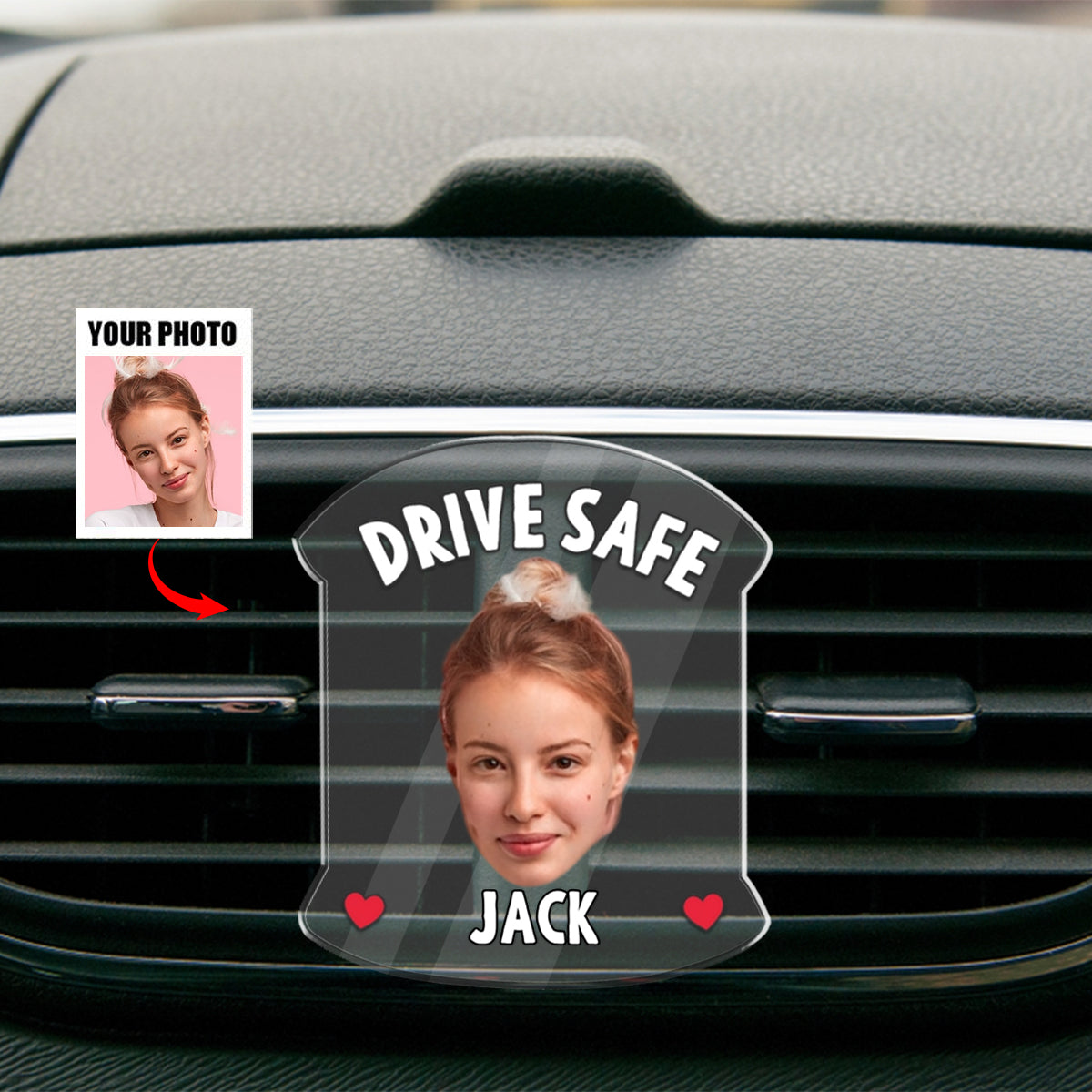 Drive Safe Daddy Photo Vent Clip - Personalized Safe Driving Gift