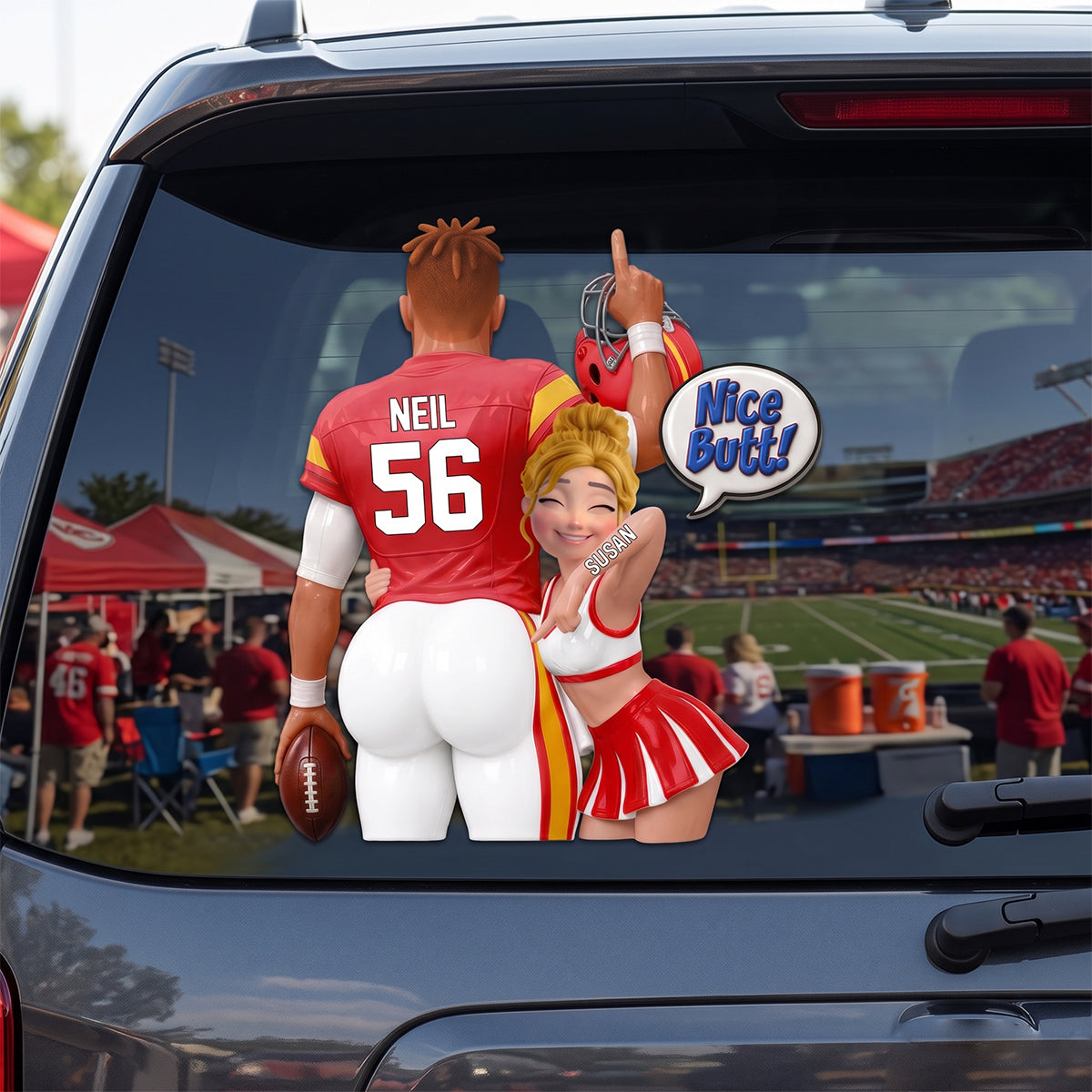 "Best Endzone Fun" – Personalized Car Decal | Gift For Sports-Loving Couples