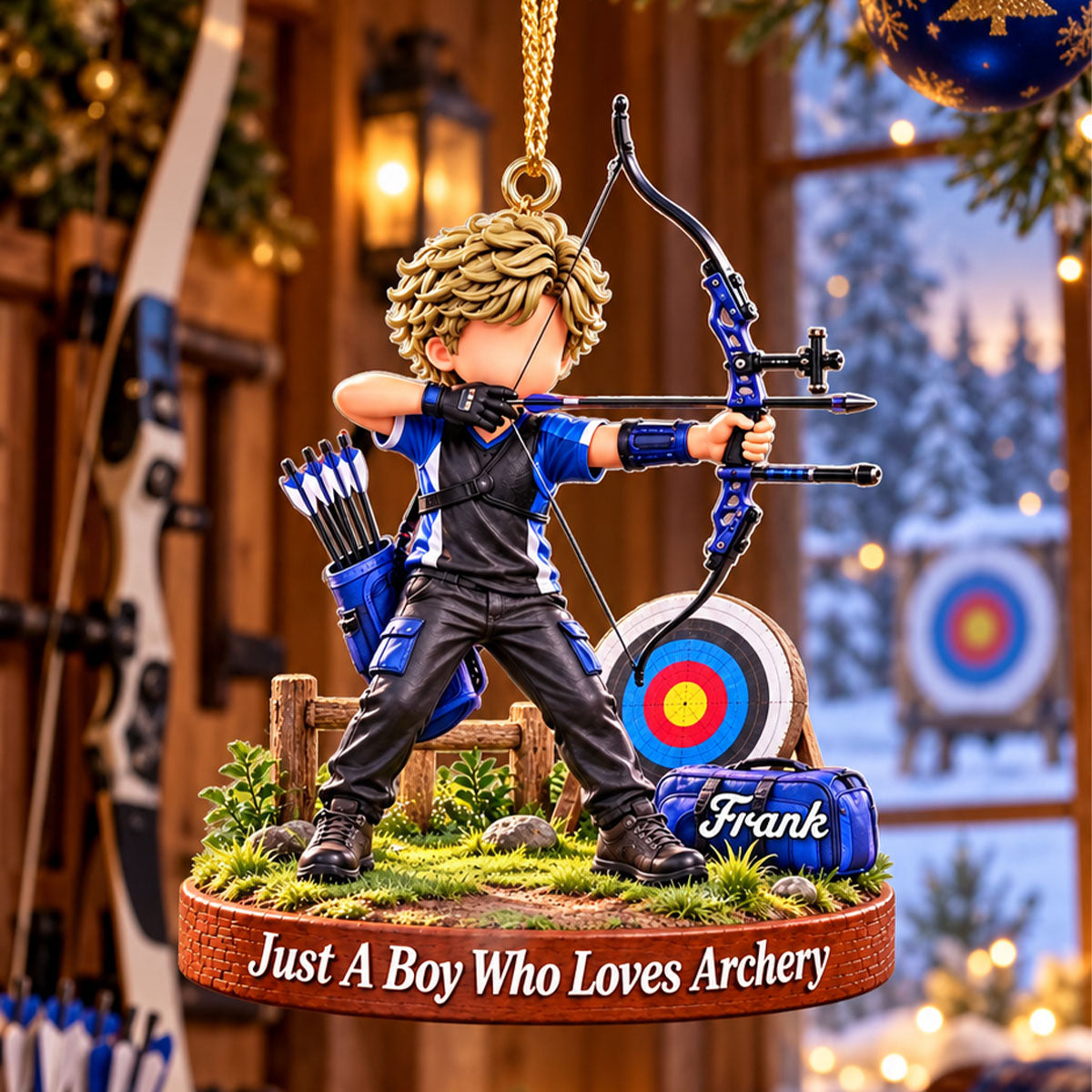 Archery Aiming Personalized Archery Boy Archery Girl Christmas Ornament