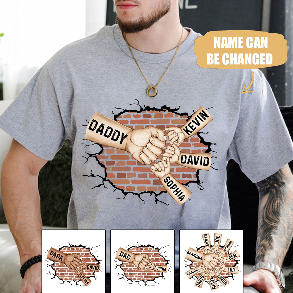 Best Dad Ever Custom Fist Bump Personalized Pure Cotton T-Shirt