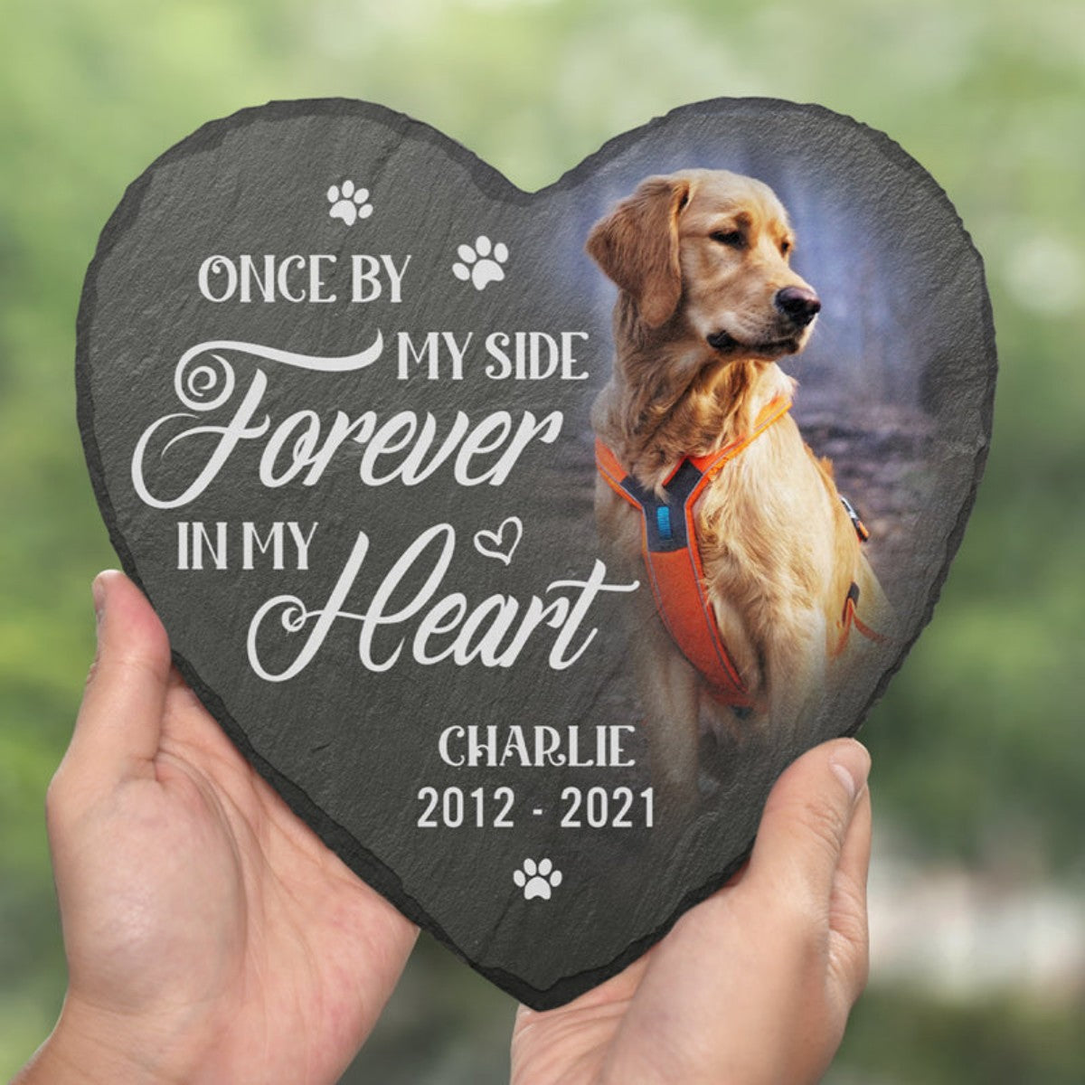 Custom Photo Heart Shaped Memorial Stone - Personalized Pet Memorial Sympathy Gifts For Dogs, Cats