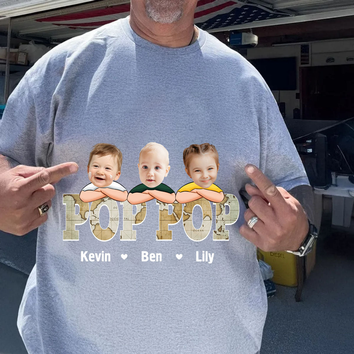 Custom Kid Face Papa - Personalized Photo Pure Cotton T-Shirt