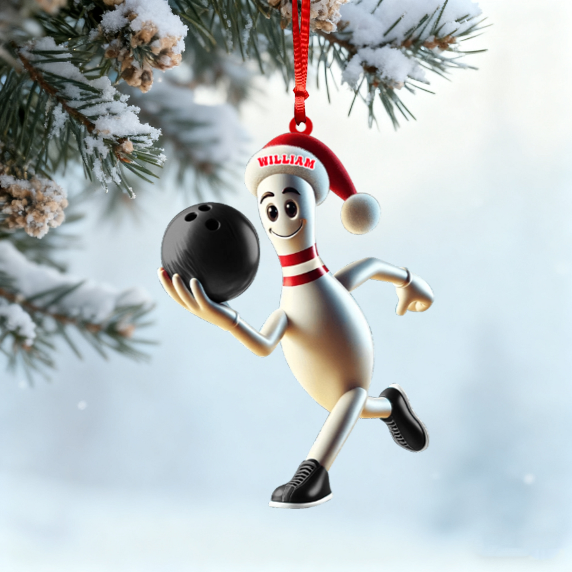 Personalized Running Bowling Ornament  Bowling Lover Christmas Gift
