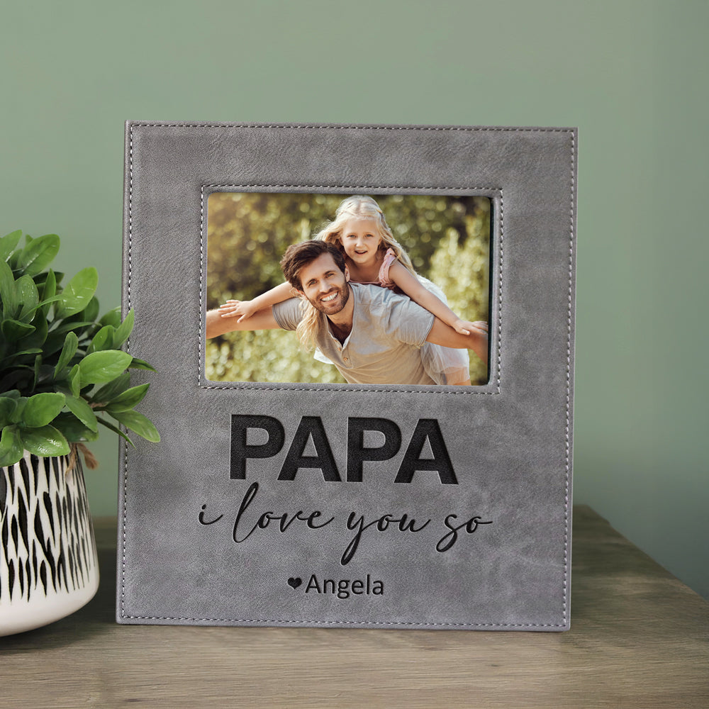 Custom Photo Daddy We Lover You - Personalized Leather Frame Gift For Father's Day, Birthday