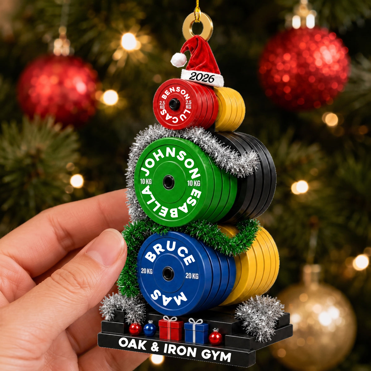 Personalized Weight Plate Christmas Tree Acrylic Ornament