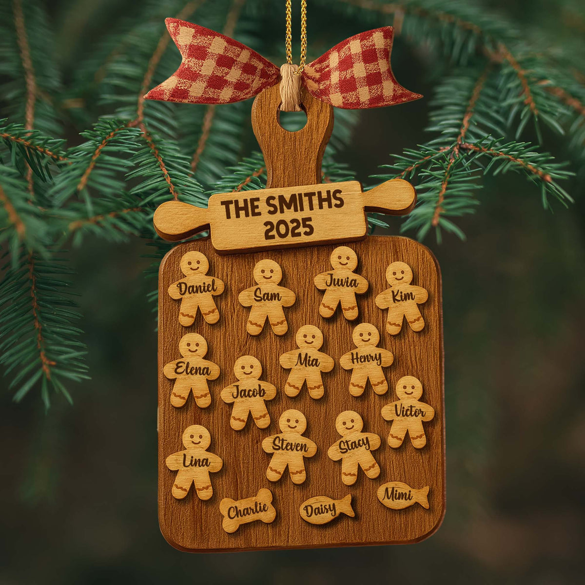 Celebrate Your Family With Cookie Figures Ornament, Personalized Custom Wood Ornament