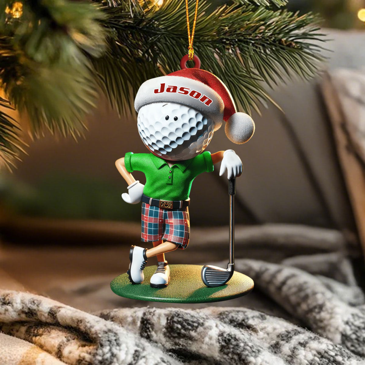 Custom Name Golf Santa Ornament, Golf Lover Christmas Gift