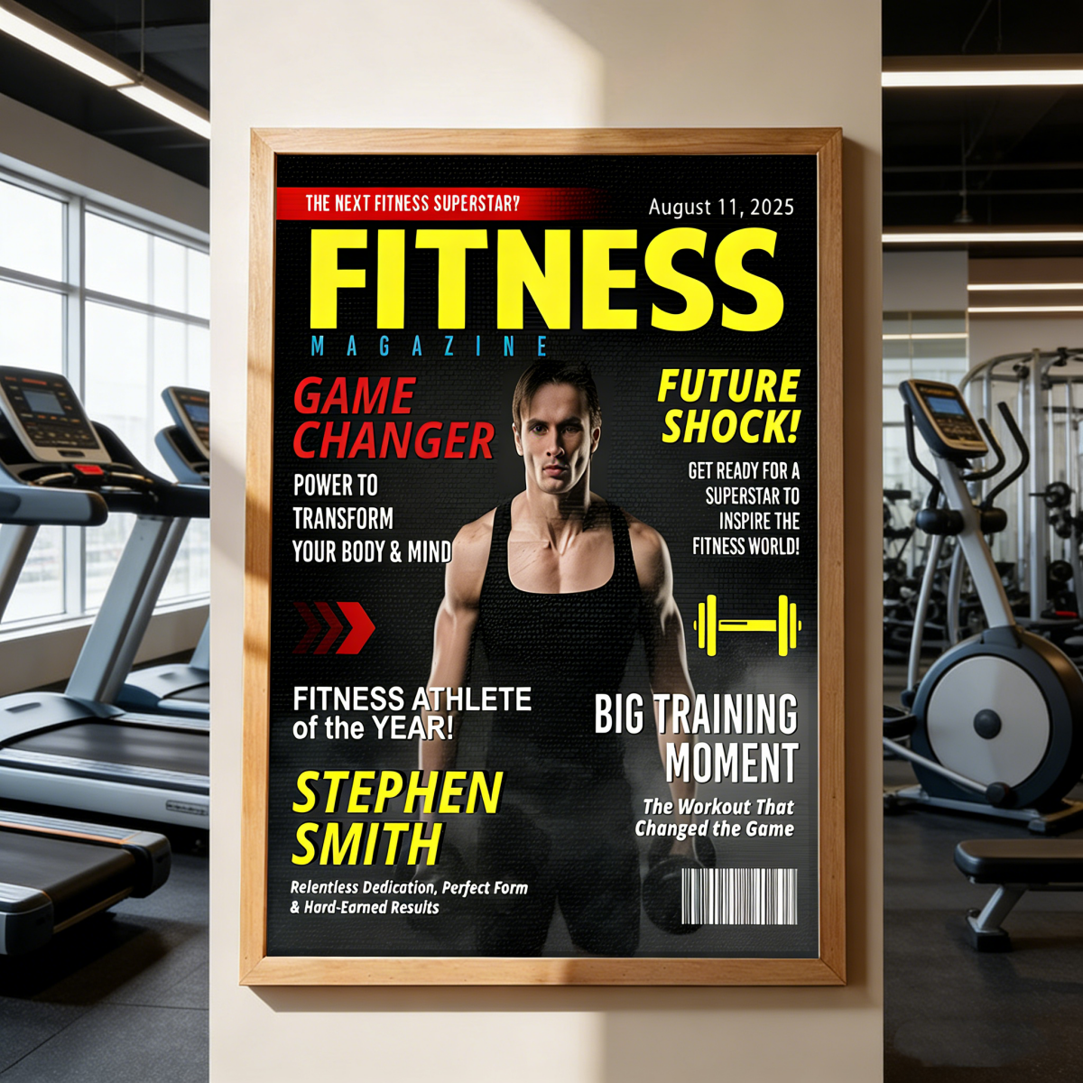Custom Fitness Magazine Cover Canvas, Custom Gift for Bodybuilder, Fitness Lover Gift, Gift for Gym Enthusiast Athlete