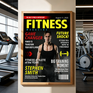 Custom Fitness Magazine Cover Canvas, Custom Gift for Bodybuilder, Fitness Lover Gift, Gift for Gym Enthusiast Athlete