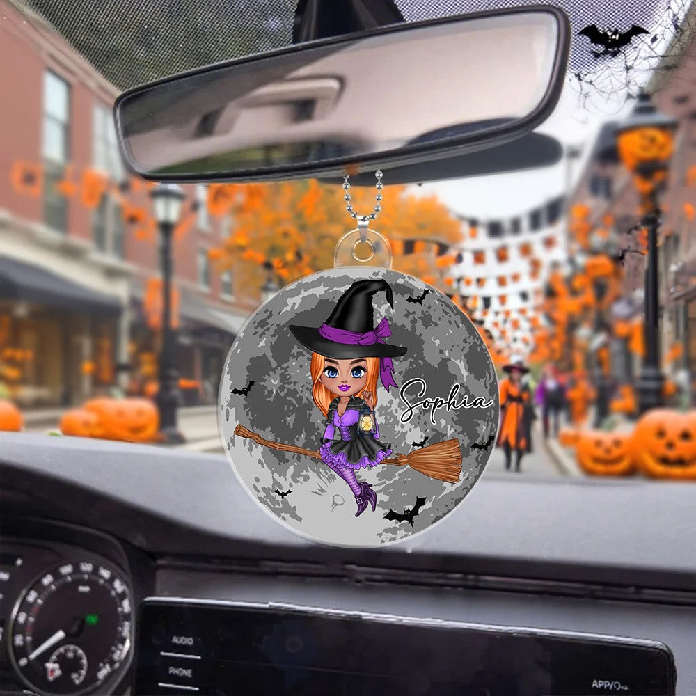 Witch Hat Cartoon Moon Character - Personalized Acrylic Ornament Gift for Women