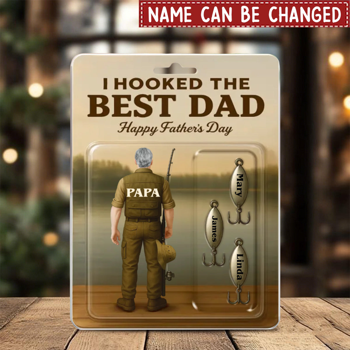 We Hooked The Best Dad - Personalized Acrylic Block Plaque, Father's Day Gift for Dad, Gift for Fishing Lovers, Fishermen