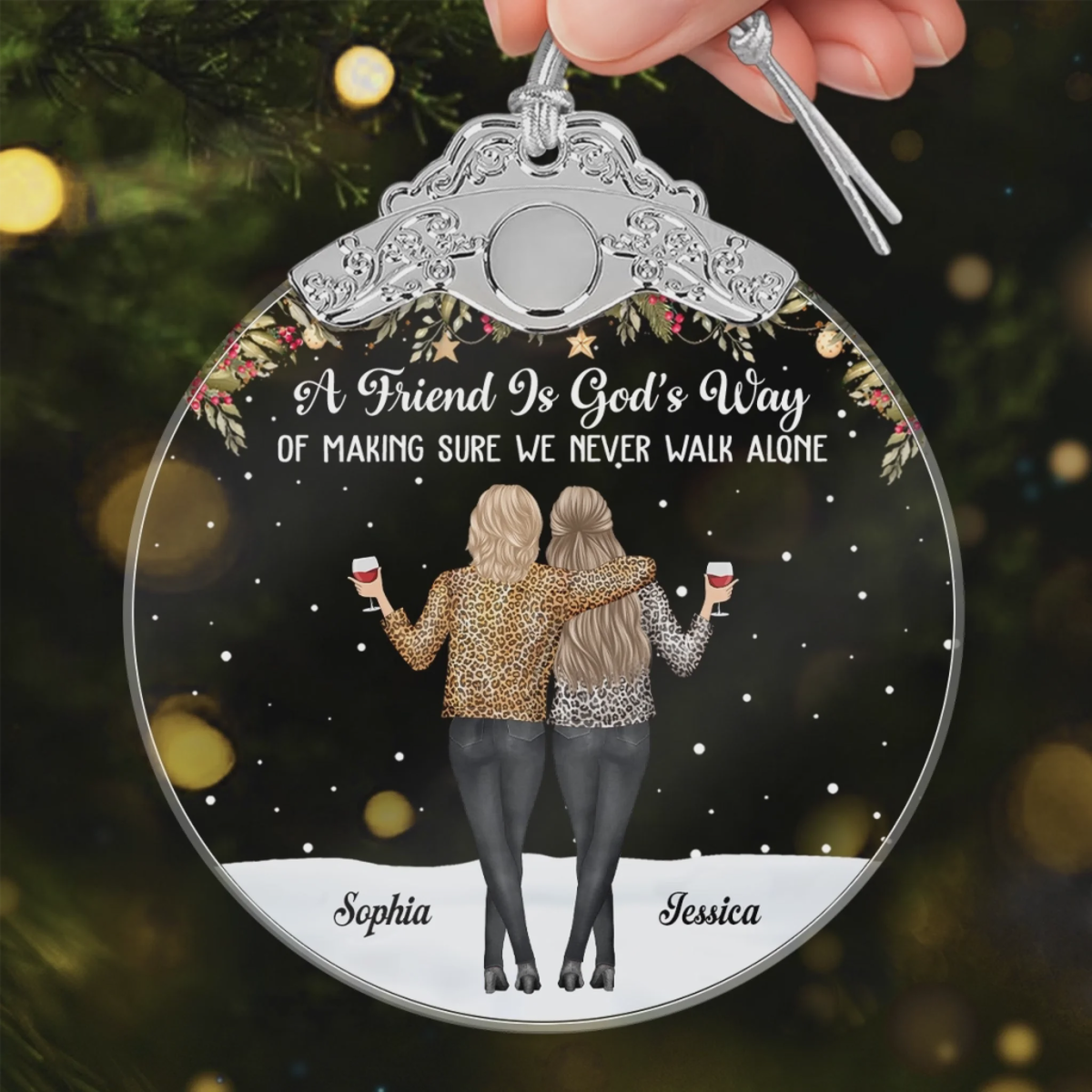 Custom Glass Ornament - Personalized Christmas Best Friend Birthday Gifts For Women, Besties, Sisters, BFF - Friends Make Life More Beautiful