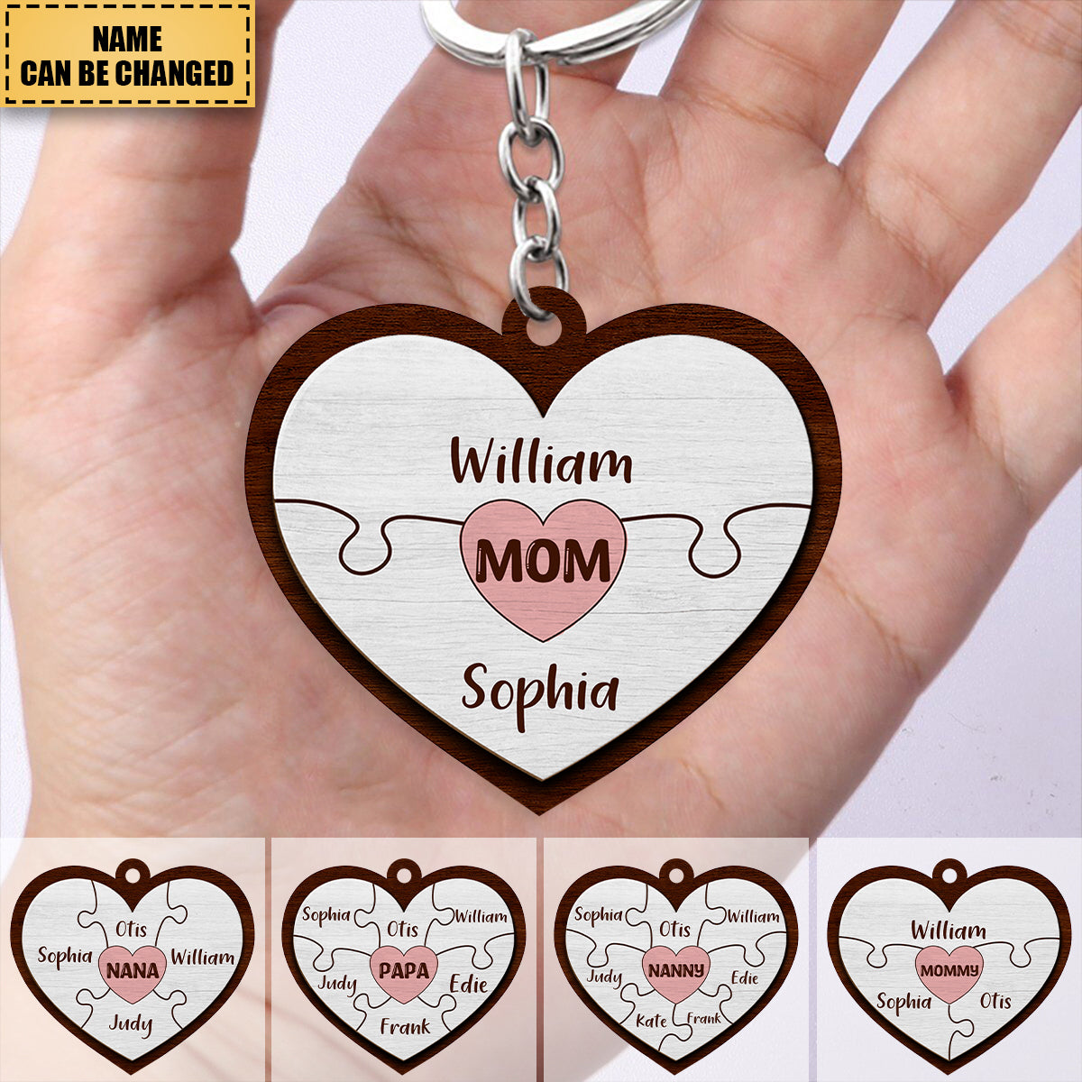 Personalized Custom Heart Acrylic Keychain For Family
