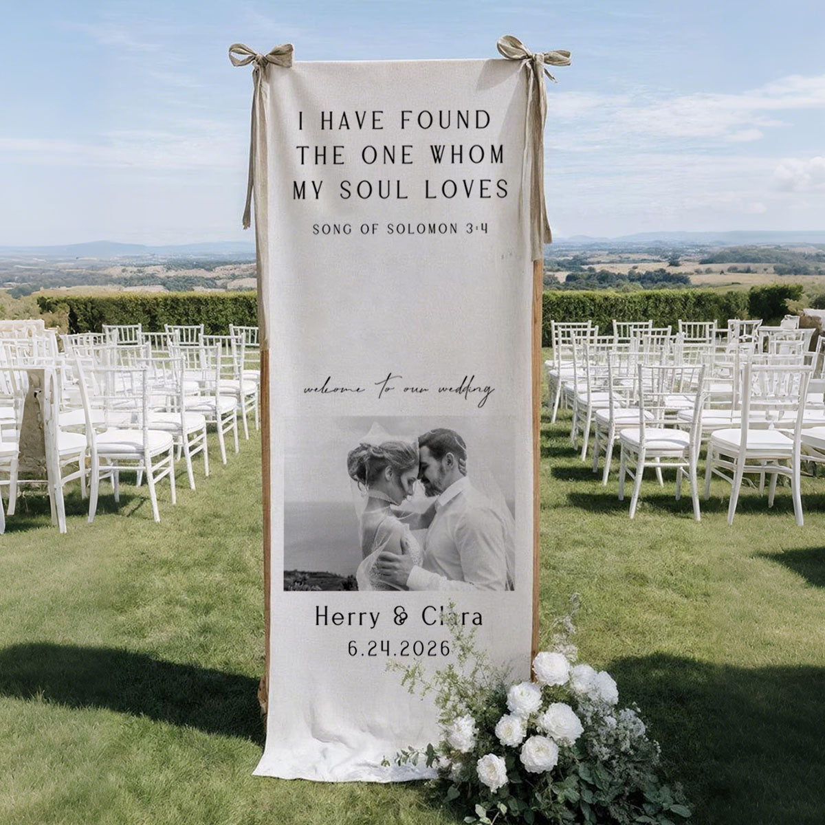 I Have Found The One Whom My Soul Loves - Personalized Wedding Welcome Sign, Custom Wedding Banner