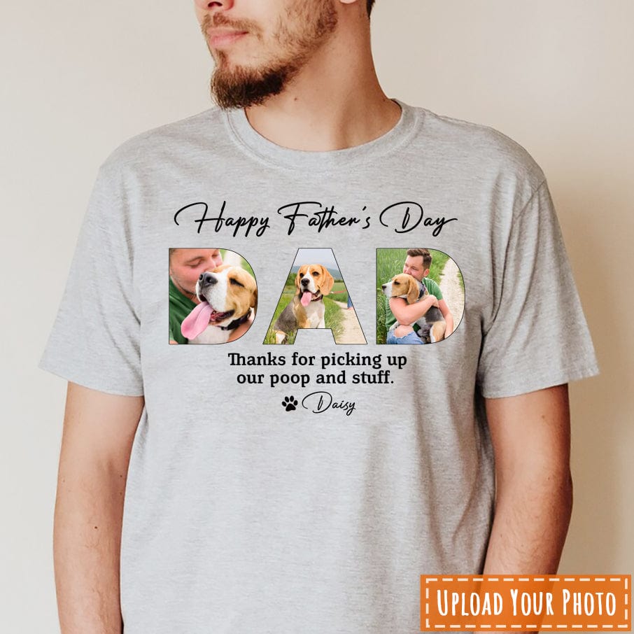 Happy Father's Day Dog Dad Personalized Custom Photo T shirt Gift For Pet Lovers