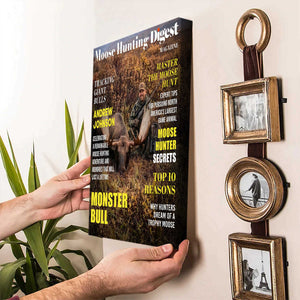 Moose Hunting Digest Personalized Canvas, Custom Photo Moose Hunter Magazine Cover, Hunting Lover Gift