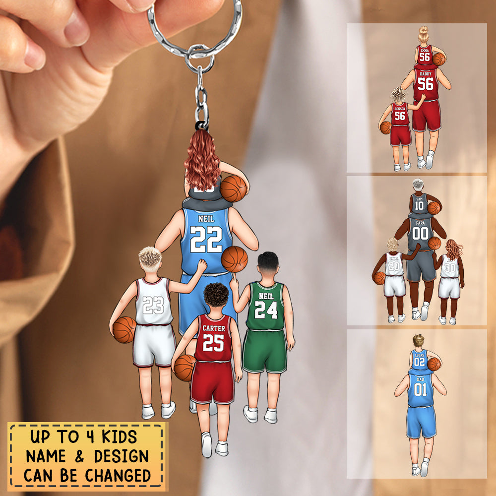 Personalized Basketball Dad & Kids Acrylic Keychain