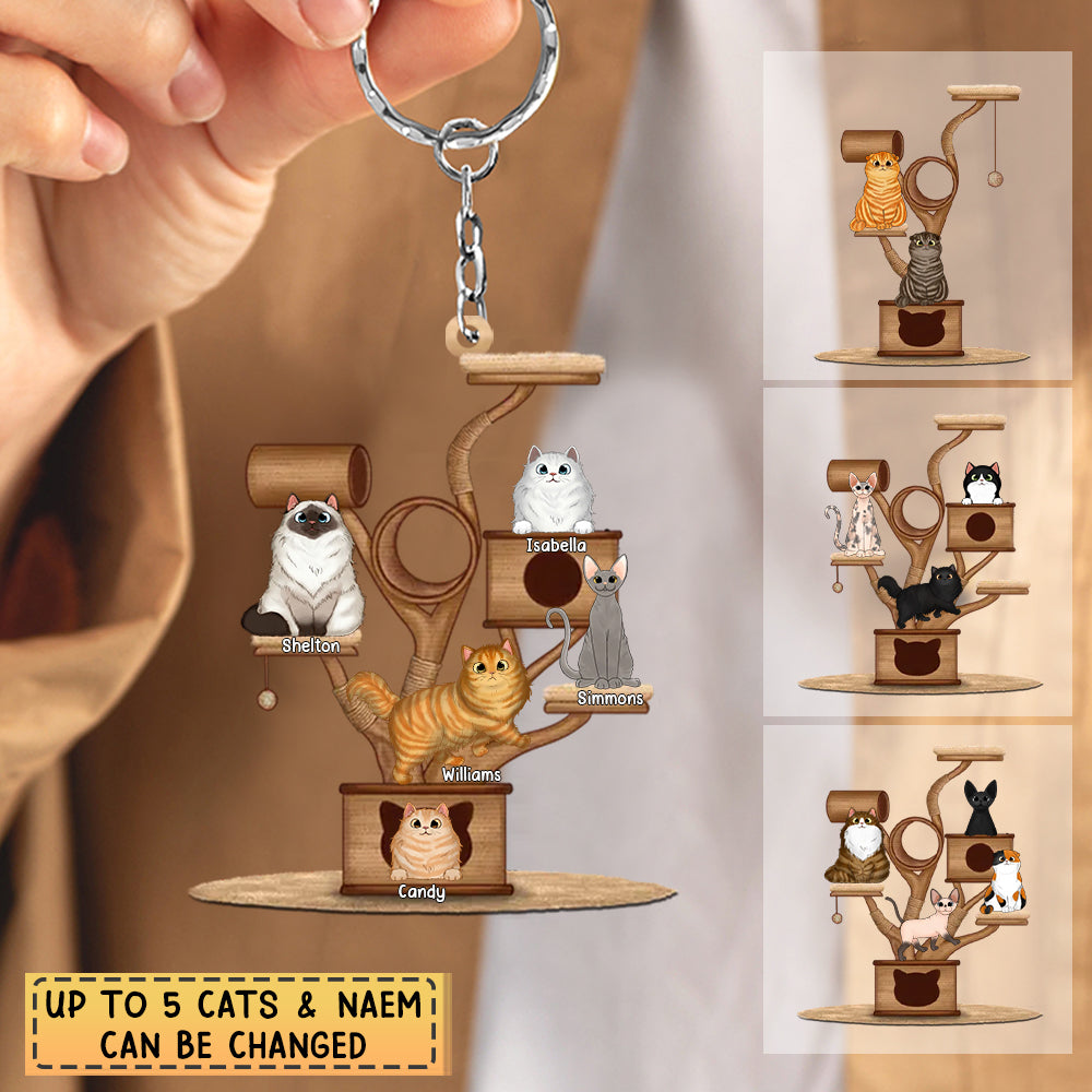 Personalized Cat Tower Acrylic Keychain