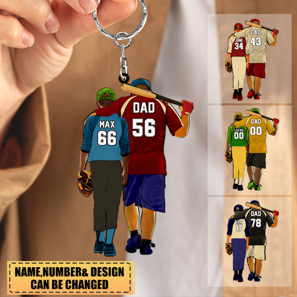Personalized Baseball Dad & Son Acrylic Keychain