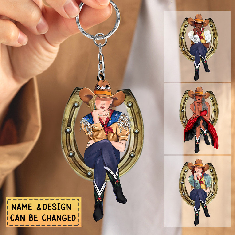 Personalized Horse Pattern - Cowgirls Are God's Wildest Angels Acrylic Keychain