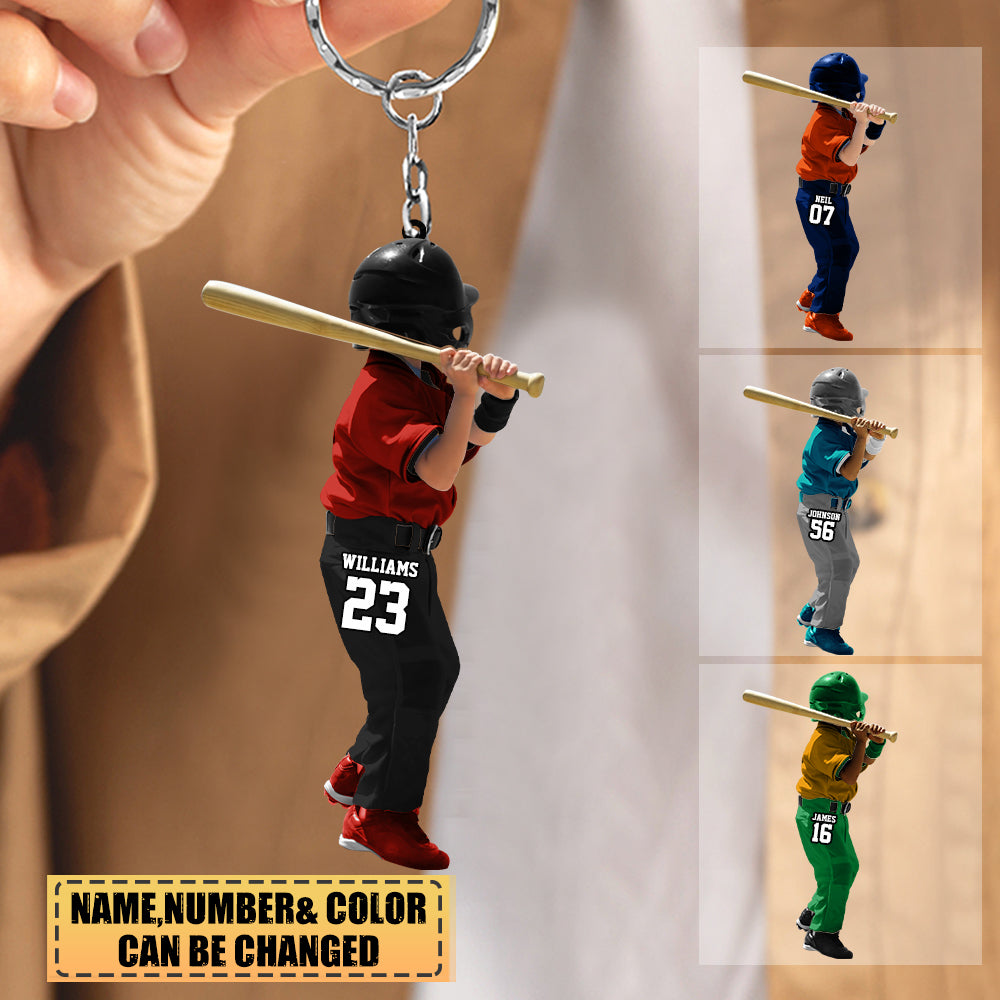 Personalized gift for Baseball lover Acrylic Keychain-Youth baseball player