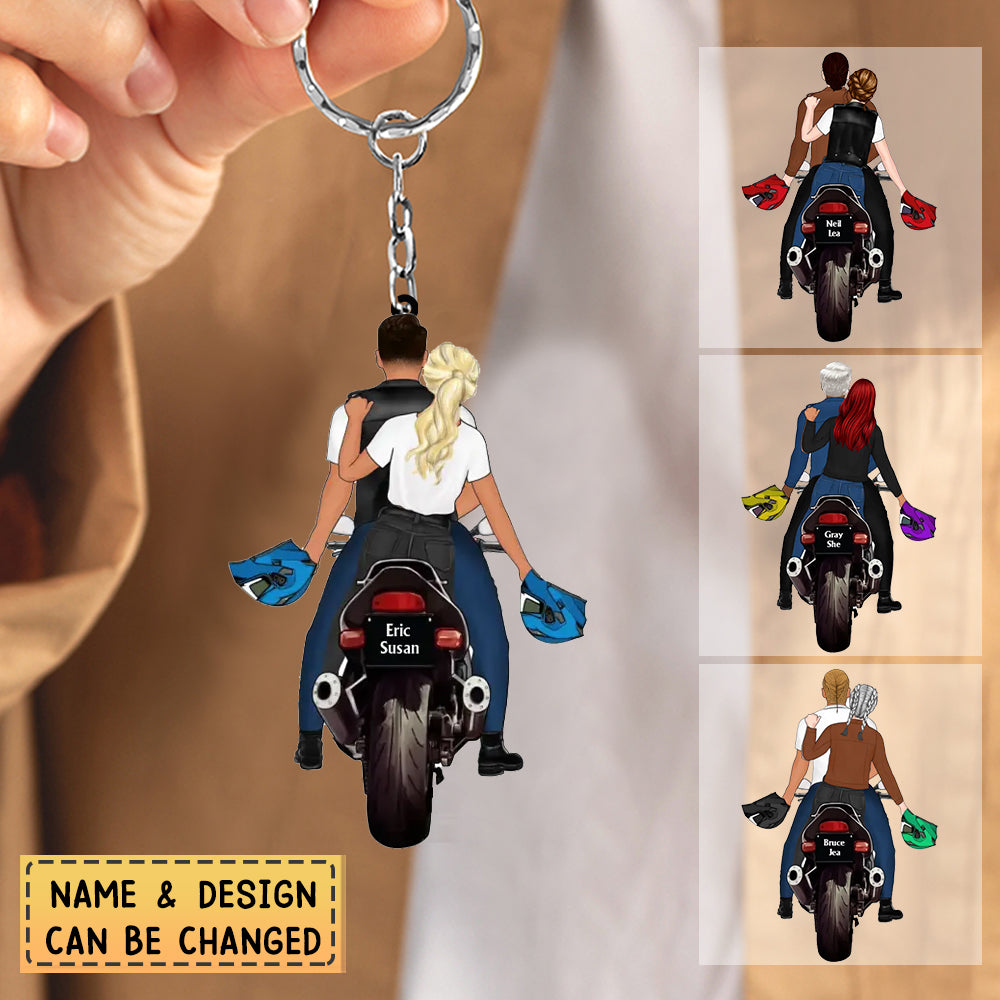 Personalized Gifts Custom Motorcycle Couples Acrylic Keychain