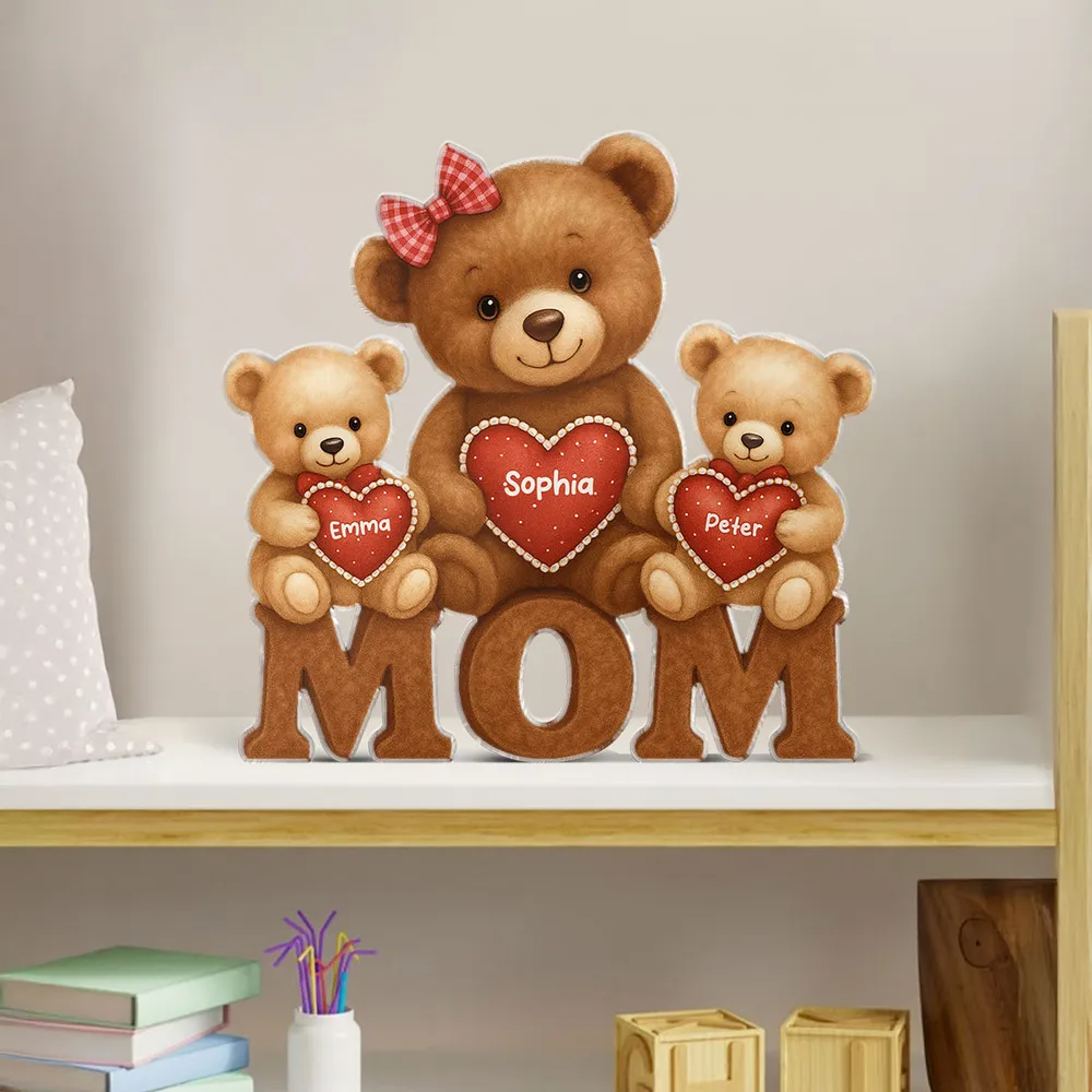 Mama Bear Personalized Custom Shape Acrylic Block Plaque, Gift For Mom