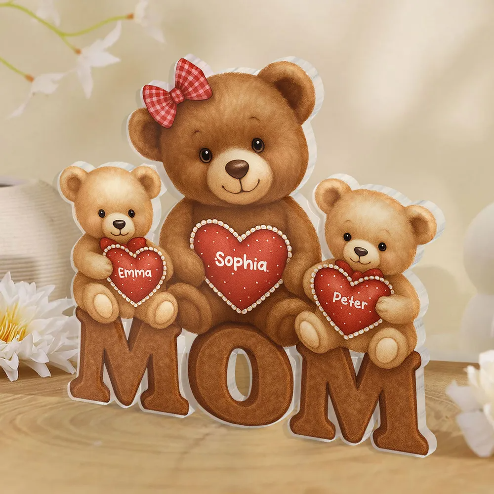 Mama Bear Personalized Custom Shape Acrylic Block Plaque, Gift For Mom