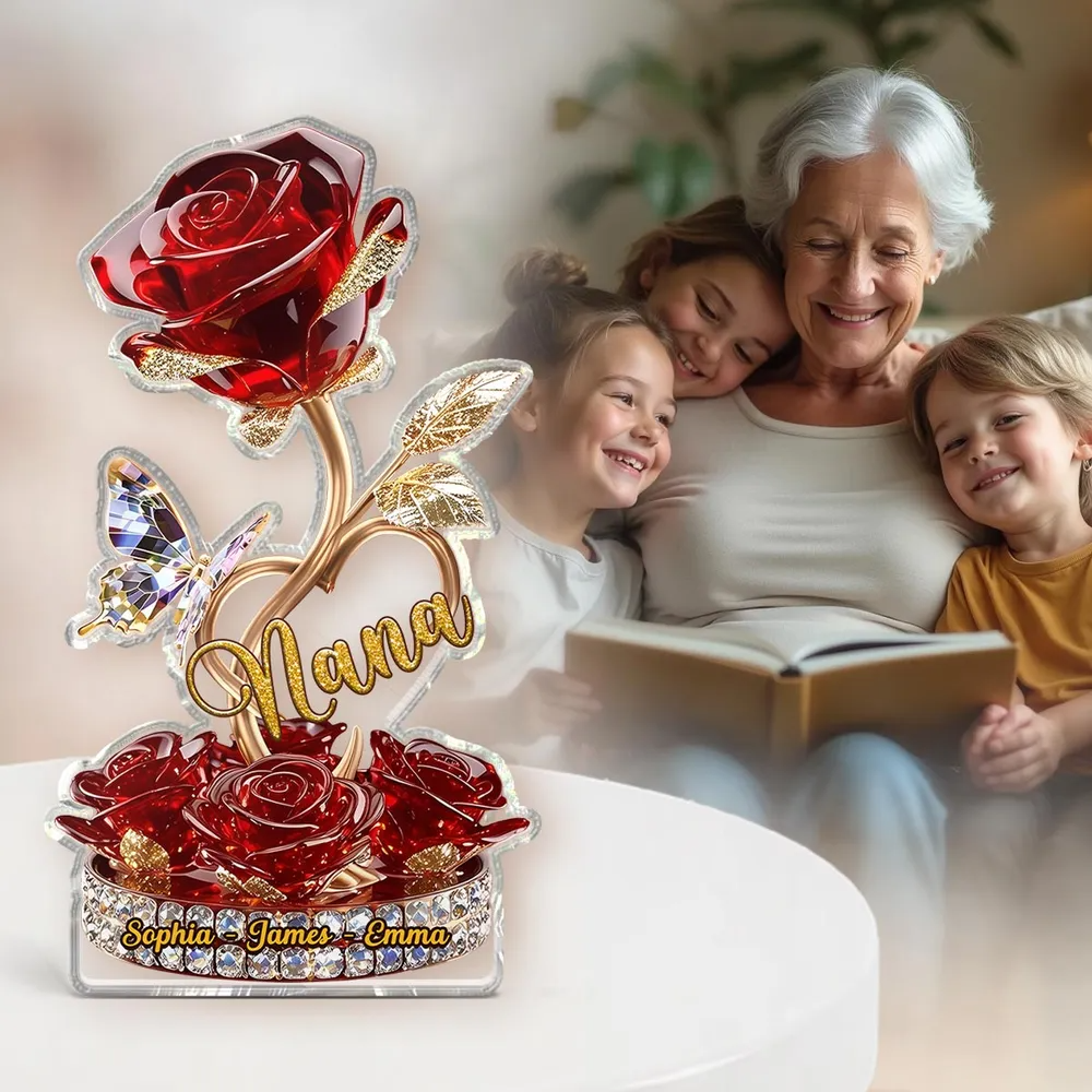 Beautiful Rose For Grandma Mom Personalized Acrylic Plaque