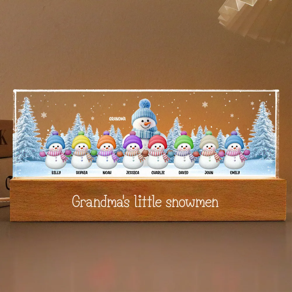 Grandma Grandkids Snowman Personalized Acrylic LED Night Light